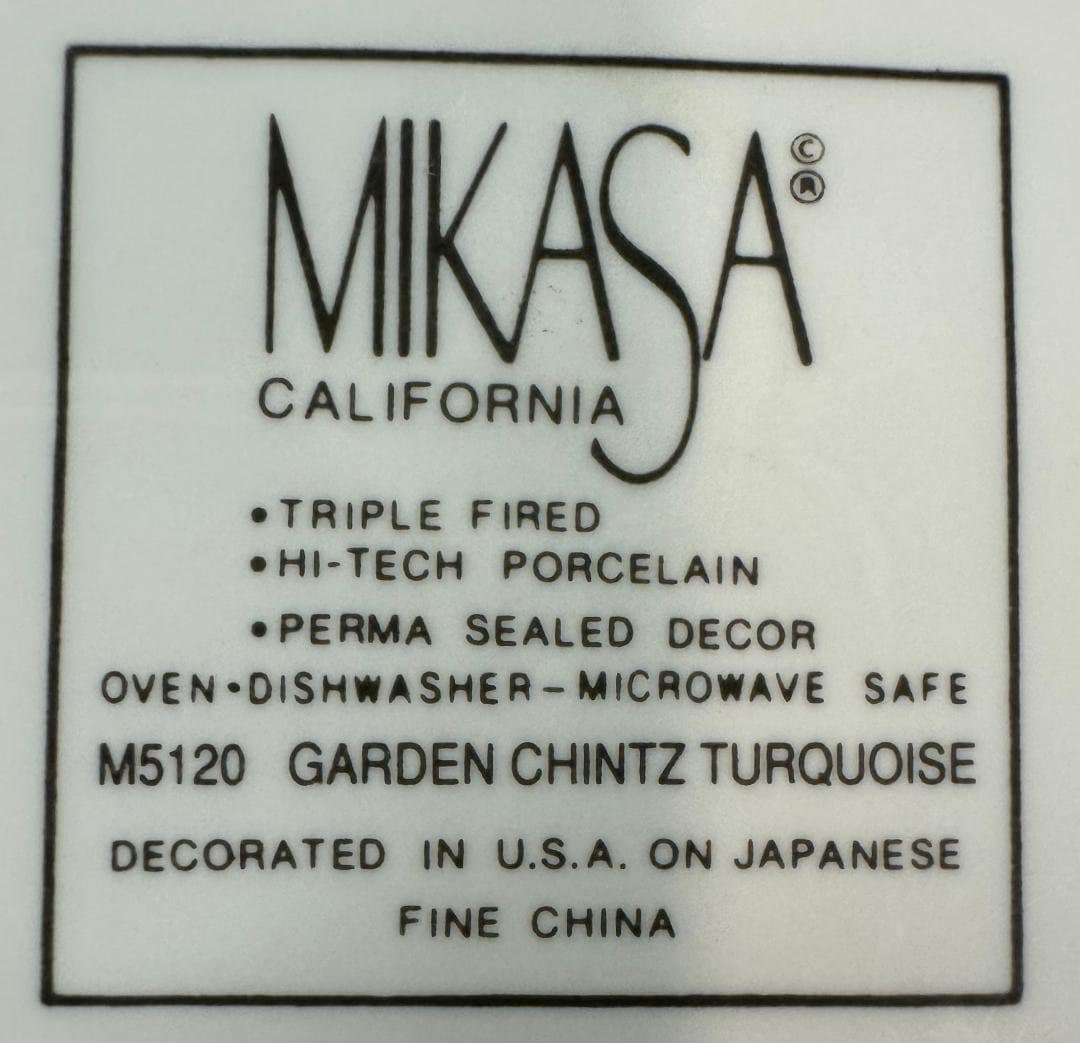 Mikasa Garden Chintz Turquoise Chop Plate, 2 Rimmed Soup Bowls, (1) Dinner  Plate - Etsy, image size:1080x1043