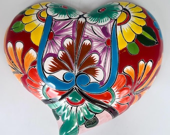 Talavera Heart Mexico Hand Painted Wall Decor