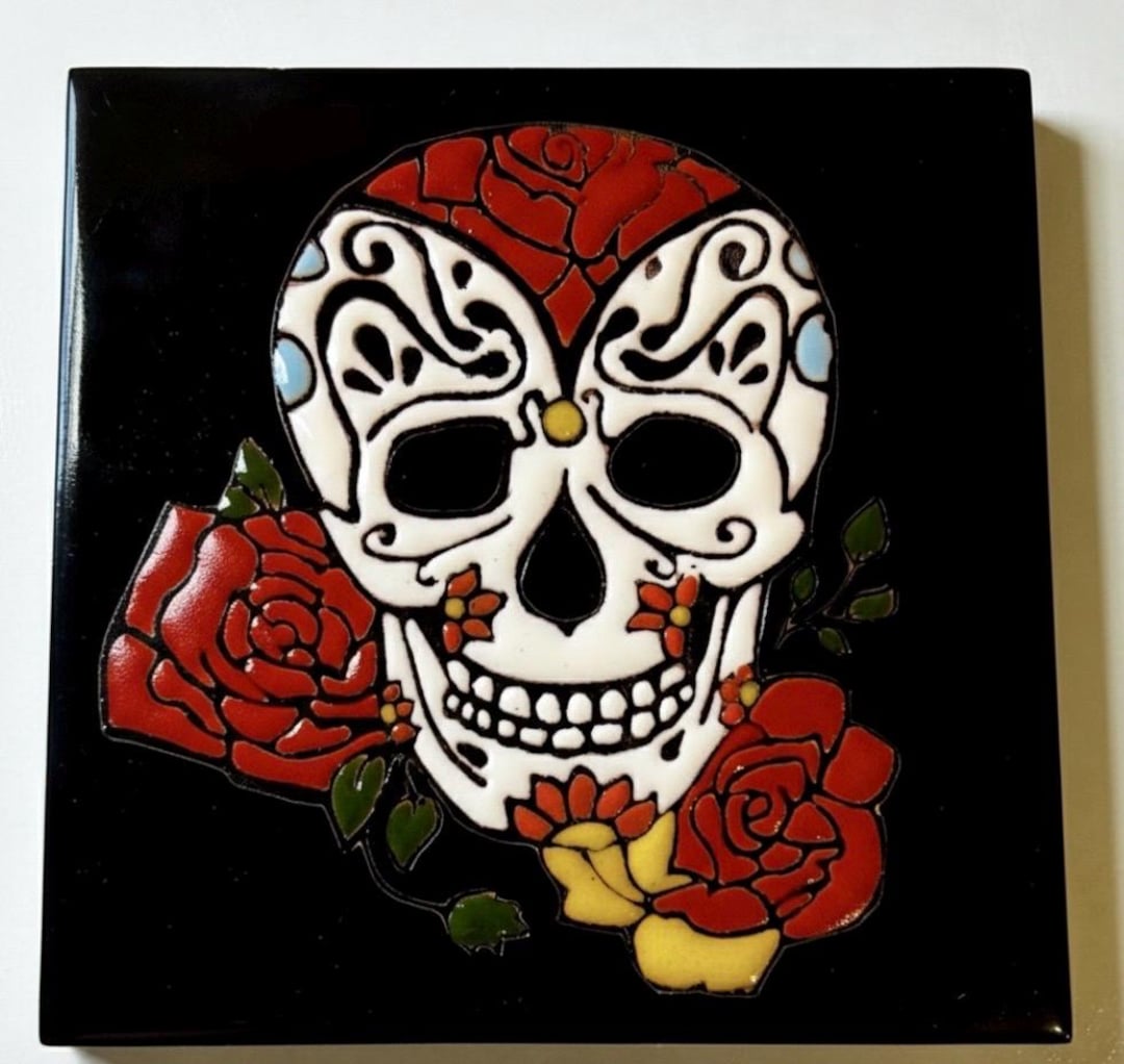 Day of the Dead Skull Tile Decorative Dia De Los Muertos Mexico - Etsy