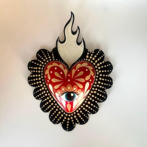 Mexican Tin Heart Wall Art Evil Eye Valentine’s Day