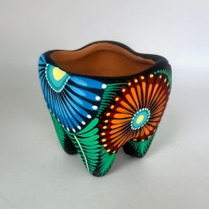 Hand Painted Tooth Flower Pot Succulent Mexico