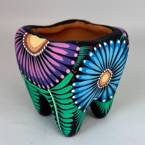 Hand Painted Tooth Flower Pot Succulent Mexico