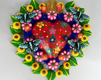 VINTAGE: Small Mexican Pottery Wall Hanging Sun - Made in Mexico