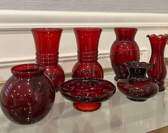 Vintage Ruby Red Vases