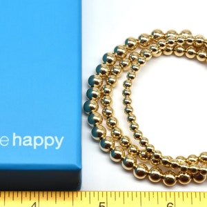Gold Bead Bracelet |Gold Bead Bracelet gift set | 14k Gold Bead Bracelet |Gold Bracelet Stack| Gold Bead 4mm, 5mm, 6mm| Gold Beaded Bracelet