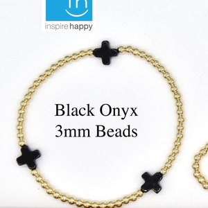 Gold Bead Bracelet 3mm 14k Gold Bead Bracelet | Gold Bead Bracelet | Gold Ball Bracelet | Gold Filled Beaded Bracelet Bracelet with Cross