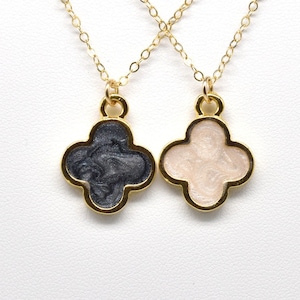 Enamel Clover necklace, Clover necklace, Clover pendant gold necklace, Clover 14K gold filled necklace, Van Cleef Clover, Heart Necklace
