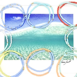 Color Stretch Bracelet | Beach Jewelry | Handmade Jewelry 14K gold filled beads | Colorful Bracelets in Pattern/ Sea Colors