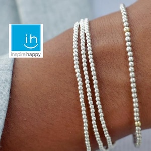 Silver Bead Bracelet | Silver Bead Bracelet  2mm | Silver Bead Bracelet Stack| Bracelet Stack | Silver Beaded Bracelet |  Silver Stack