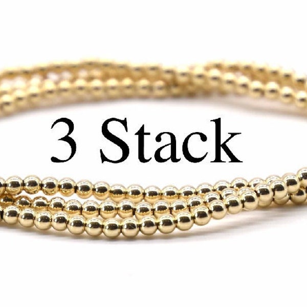 Gold Bead Bracelet | 14k Gold Bead Bracelet | Gold Bead Bracelet Stack| Gold Ball Bracelet | Gold Filled Beaded Bracelet |  Gold Stack