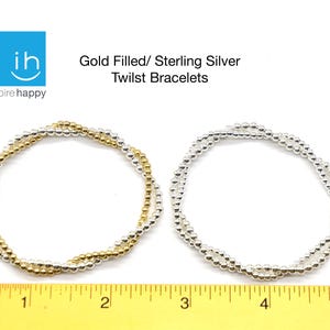 Gold and Silver Twist Bracelet - Gold Bead Bracelet Silver Bead Bracelet Twisted together- Gold filled and sterling silver bead bracelet image 8