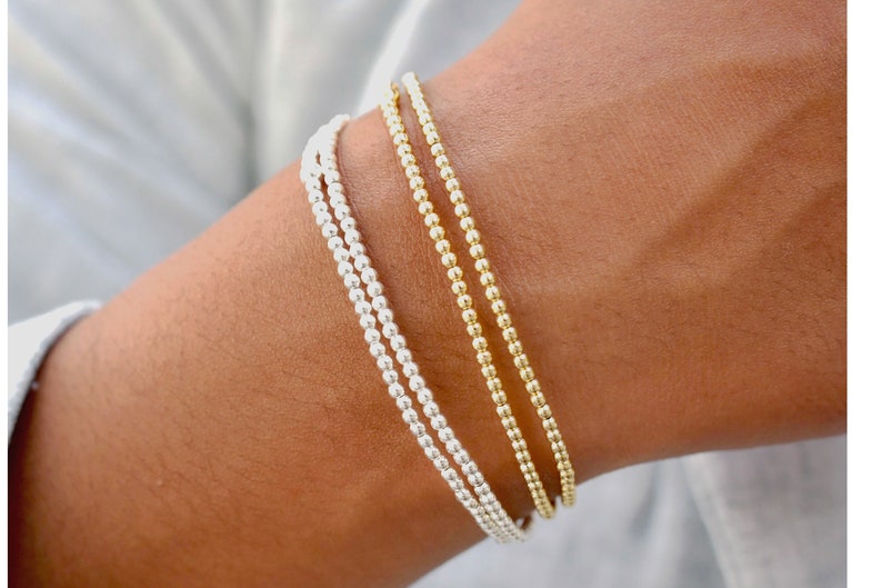 Gold Bead Bracelet 2mm Gold Bead Bracelet Gold Bead Bracelet Etsy