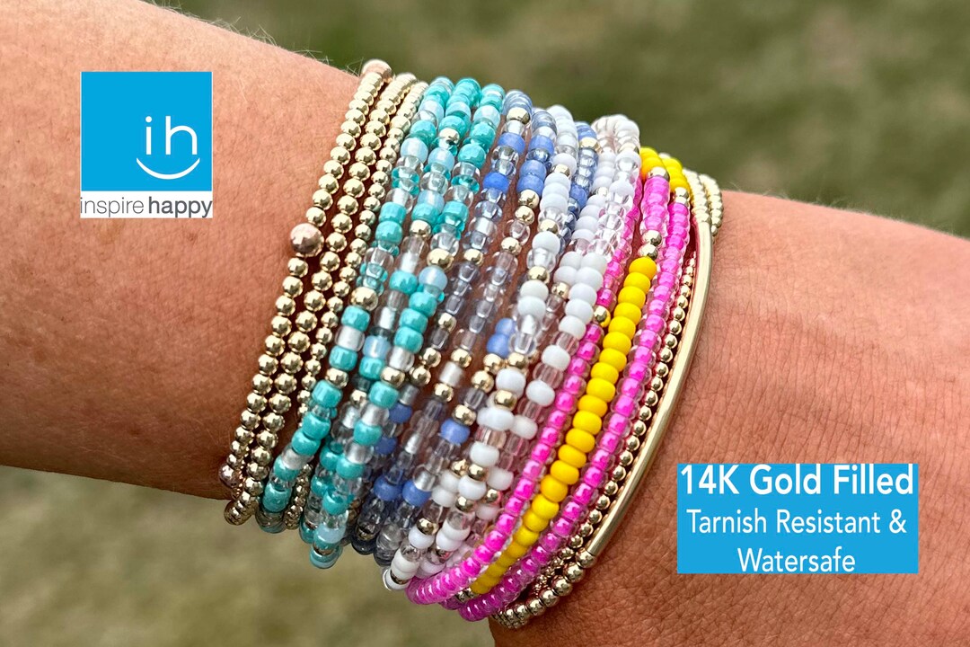 Beaded Bracelets Stretch Ankle Bracelet Summer Jewelry Handmade Jewelry 14K Gold Filled Beads