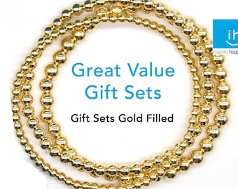 Gold Bead Bracelet Gift Sets 2.5mm 3mm 4mm 5mm  | 14k Gold Bead Bracelet | Gold Bead Bracelet | Gold Ball Bracelet | Gold Filled Gift Sets