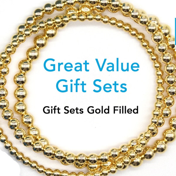 Gold Bead Bracelet Gift Sets 2.5mm 3mm 4mm 5mm  | 14k Gold Bead Bracelet | Gold Bead Bracelet | Gold Ball Bracelet | Gold Filled Gift Sets
