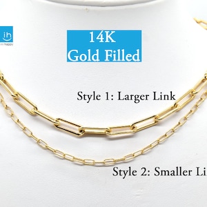 14k gold chain necklace | 14K Gold Filled Paper Clip Chain |  Silver chain necklace | Gold Filled Paperclip Choker | Gold Chain Necklace
