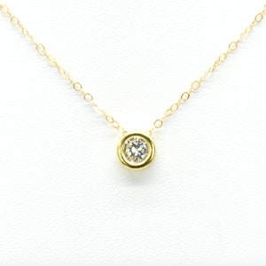 Solitaire CZ Necklace N14 • Delicate CZ Necklace, Tiny Solitaire Necklace, Gold CZ Solitaire, Everyday Necklace, Layering