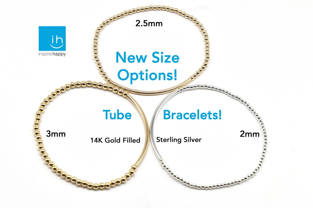 Gold Bar Bracelet, Gold Tube Bracelet, Tube Bracelet, Silver Tube