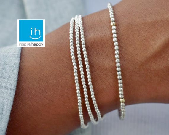 Silver Bead Bracelet | Silver Bead Bracelet 2mm | Silver Bead