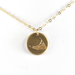 Nantucket Disc Necklace or Bead Bracelet in Gold Filled or Sterling Silver, Gold Filled Necklace Cape Cod Charm, Cape Cod Charm, Gift