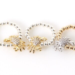14K Gold or Silver Stretch Rings Crab Bead, 14K Gold Filled or Sterling Silver Rings, 14K Gold, Silver Stretch Rings, stackable