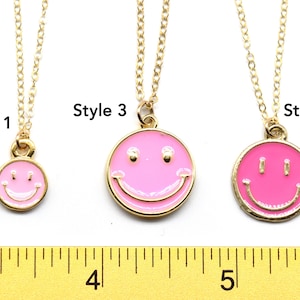 Smiley Gold Necklace, Smiley Face Colored Necklaces, Smiley Pendant, Gold Filled Necklace, Gold Filled Smiley Necklace,  Gift