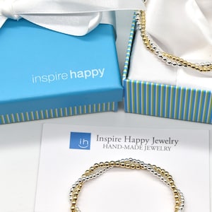 Gold and Silver Twist Bracelet - Gold Bead Bracelet Silver Bead Bracelet Twisted together- Gold filled and sterling silver bead bracelet image 11