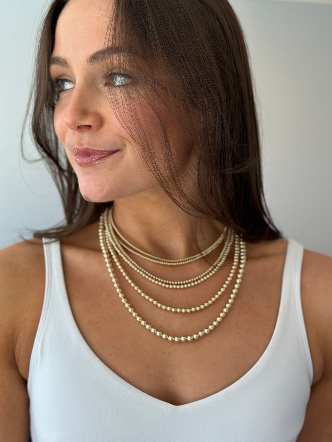 Gold Beaded Necklace Gold Ball Bead Choker 14k Gold Filled Layering