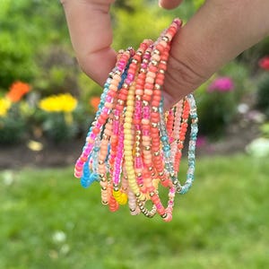 Beaded Bracelets Stretch Ankle Bracelet | Summer Jewelry | Handmade Jewelry 14K gold filled beads | Colorful Bracelet Choker Anklet |