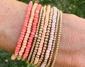 Beaded Bracelets Stretch Ankle Bracelet |Summer Jewelry | Handmade Jewelry 14K gold filled beads | Colorful Bead Bracelet Choker Anklet