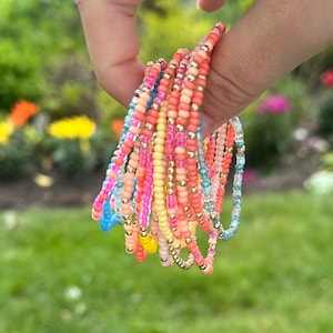 Beaded Bracelets Stretch Ankle Bracelet |Summer Jewelry | Handmade Jewelry 14K gold filled beads | Colorful Bead Bracelet Choker Anklet