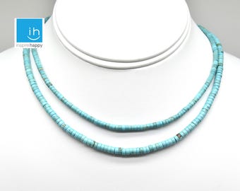 Turquoise Beaded Necklace, Dainty Blue Necklace, Waterproof Beach Jewelry, Minimalist Layering Necklace, Summer Necklace Gift for Her
