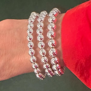 Sterling Silver Bead Bracelet Minimalist Sterling Silver Bead Stretch Bracelet – Stacking, Dainty 2mm-7 mm Beads