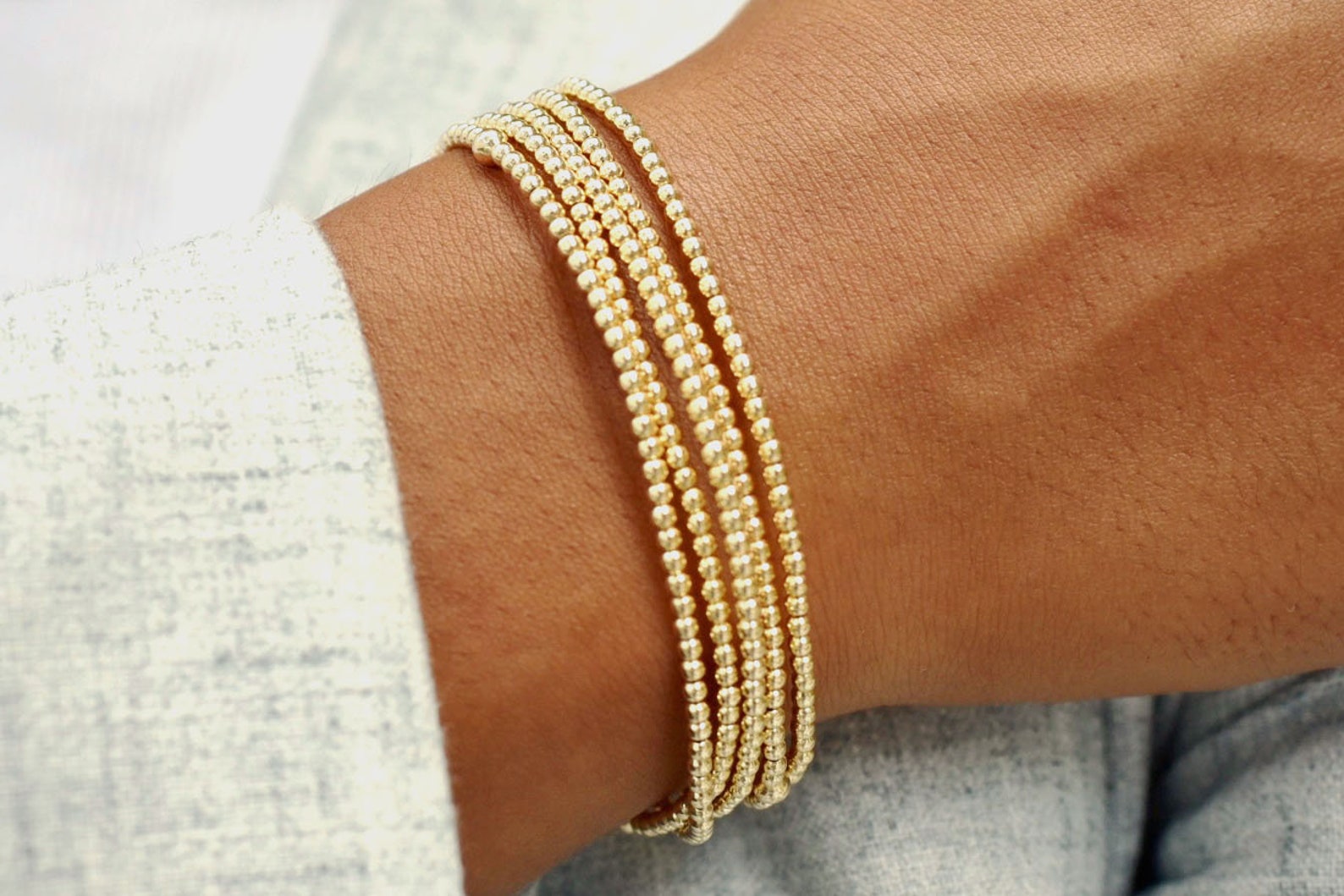 Silver & Gold Small Beaded Bracelet main image 0