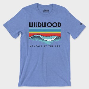 Wildwood Mayfair T-Shirt | Northeast Philly Tee | Jersey Shore Wildwood Shirt | Mayfair by the Sea Tee Heather Columbia Blue