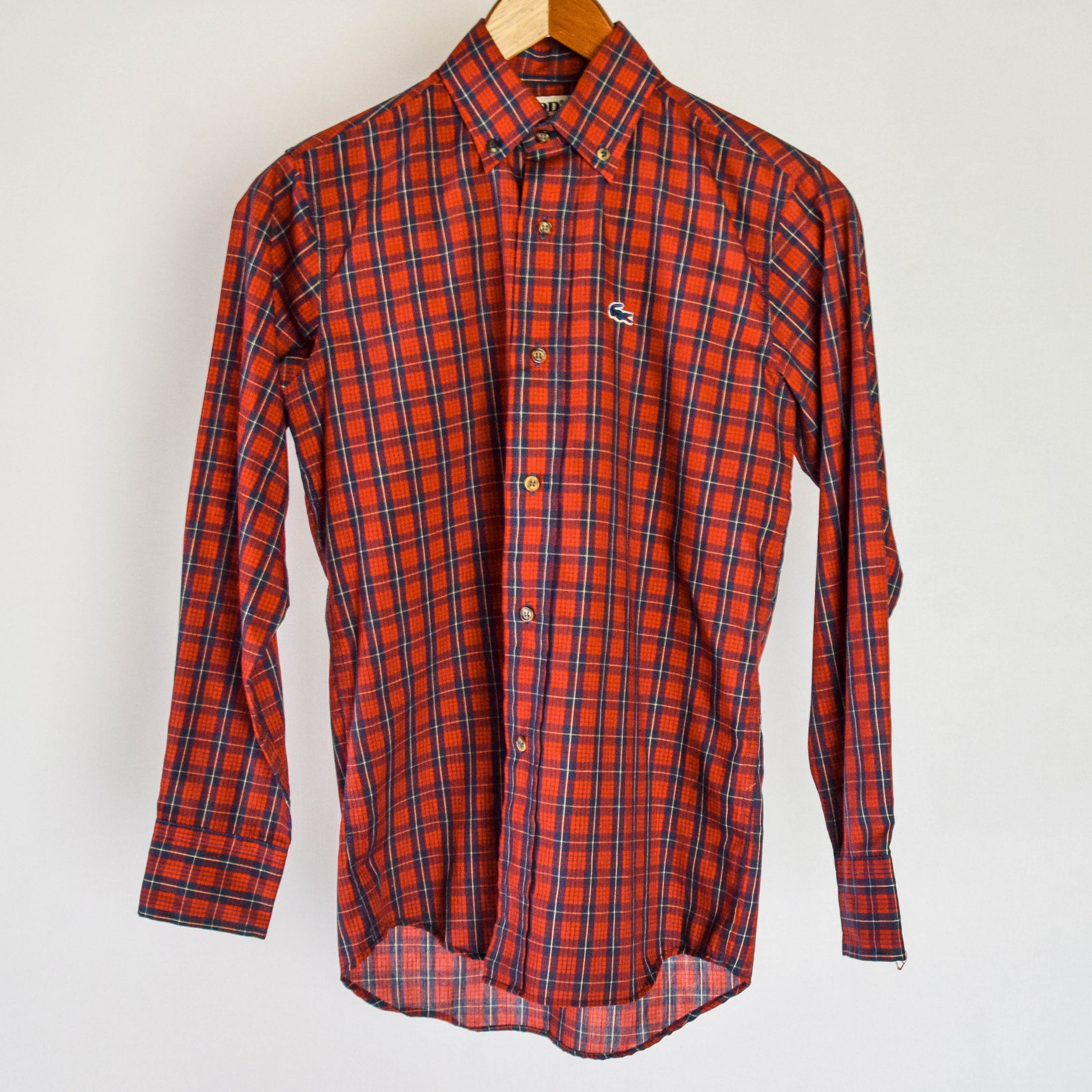 60s 70s Izod Lacoste Plaid Oxford 