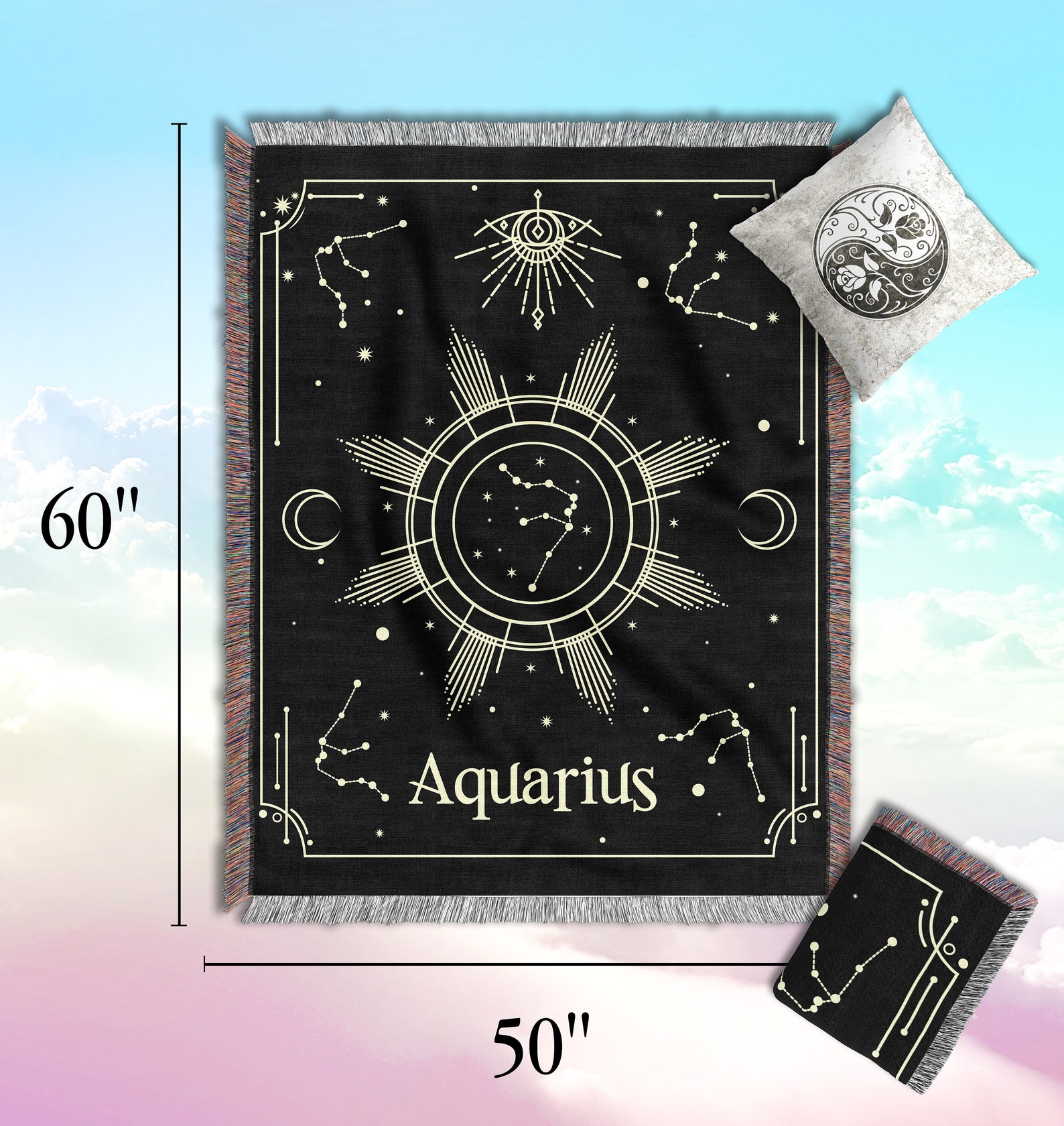 Zodiac Blanket Astrology Gift Woven Throw Blanket Libra Leo Etsy