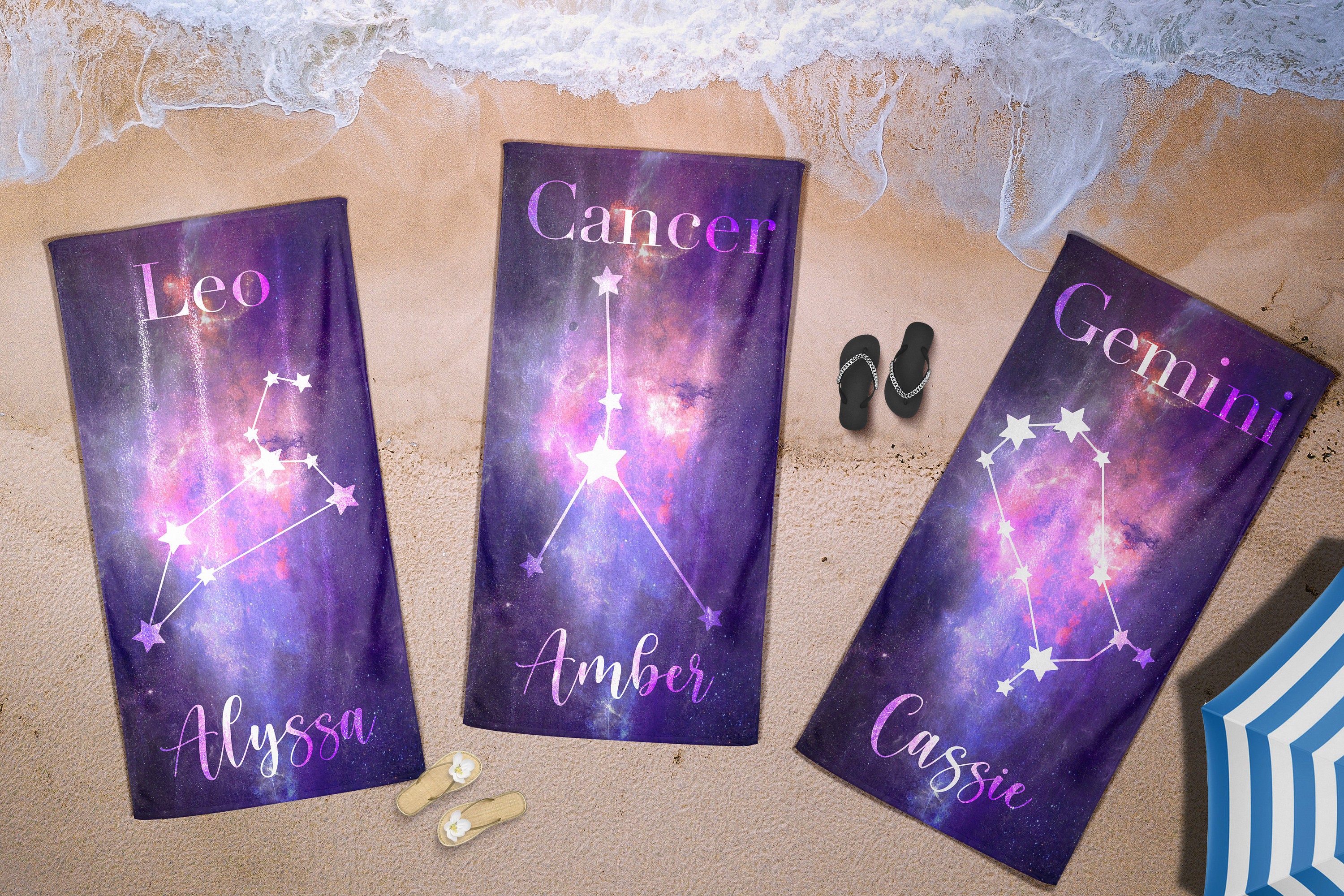 Personalized Zodiac Sign Beach Towels Zodiac Sign Beach Towels Etsy