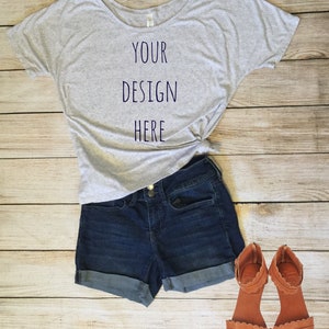 Bella Canvas Slouchy T-Shirt White Triblend Mockup