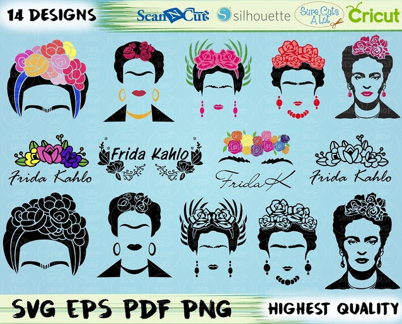 Download Frida Kahlo svg eps png Frida Kahlo digital Frida Kahlo | Etsy