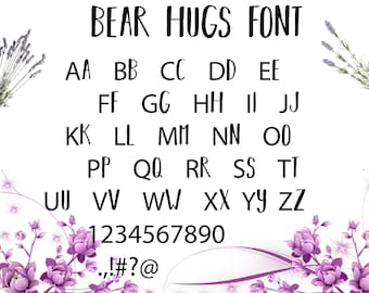 Bear hugs font svg file/ Bear hugs alphabet svg, dxf/ Printable/ SVG cut file/ Vector/ Digital/ Print/ Instant download