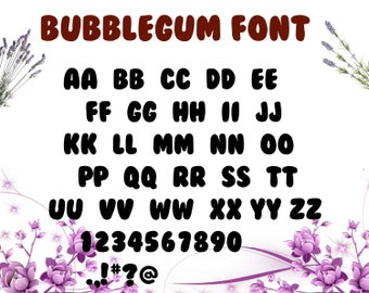 Bubblegum font svg file/ Bubblegum alphabet svg, dxf/ Printable/ SVG cut file/ Vector/ Digital/ Print/ Instant download