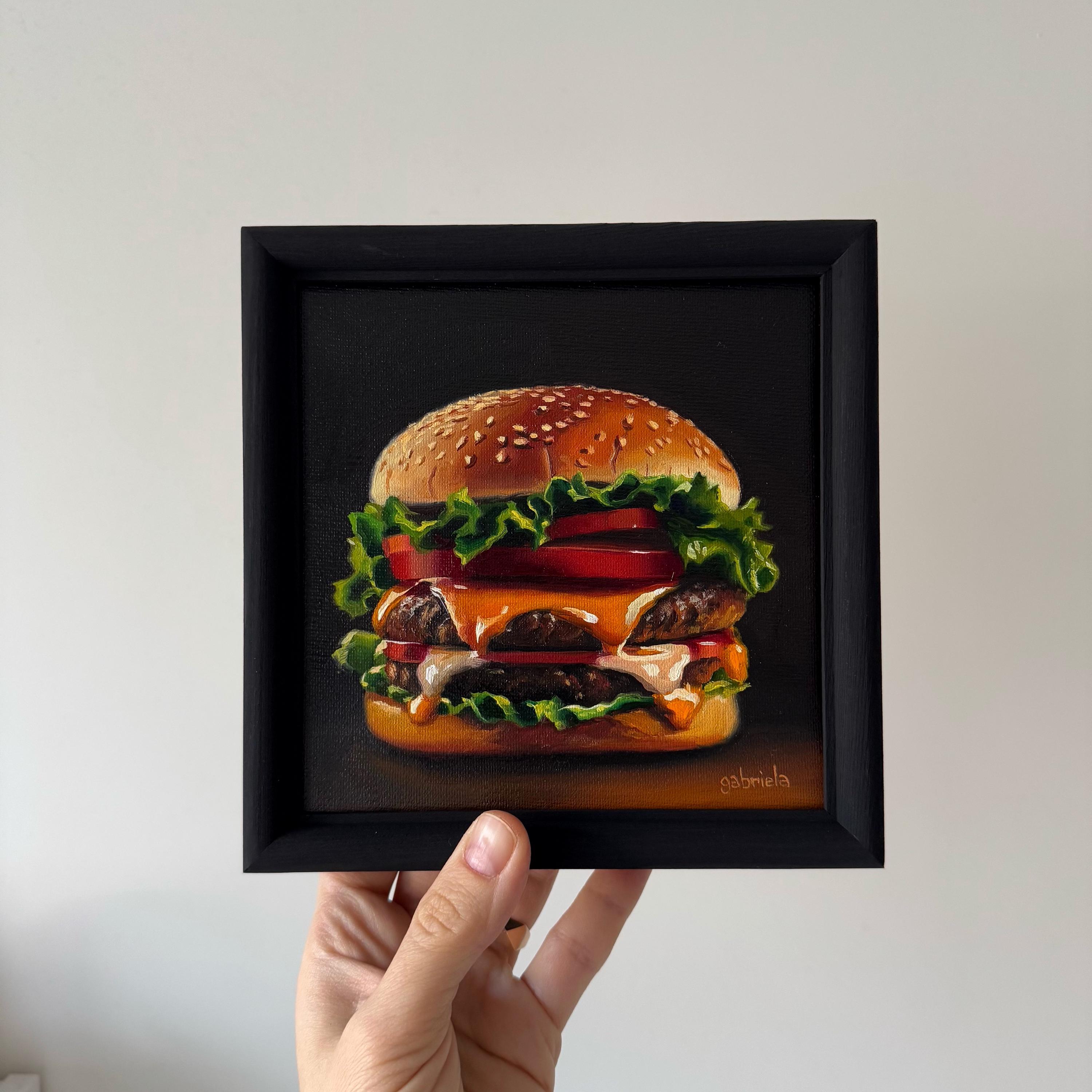 So Delicious - Burger Original Oil Painting - Food Realism So Delicious - Burger Original Oil Painting - Food Realism