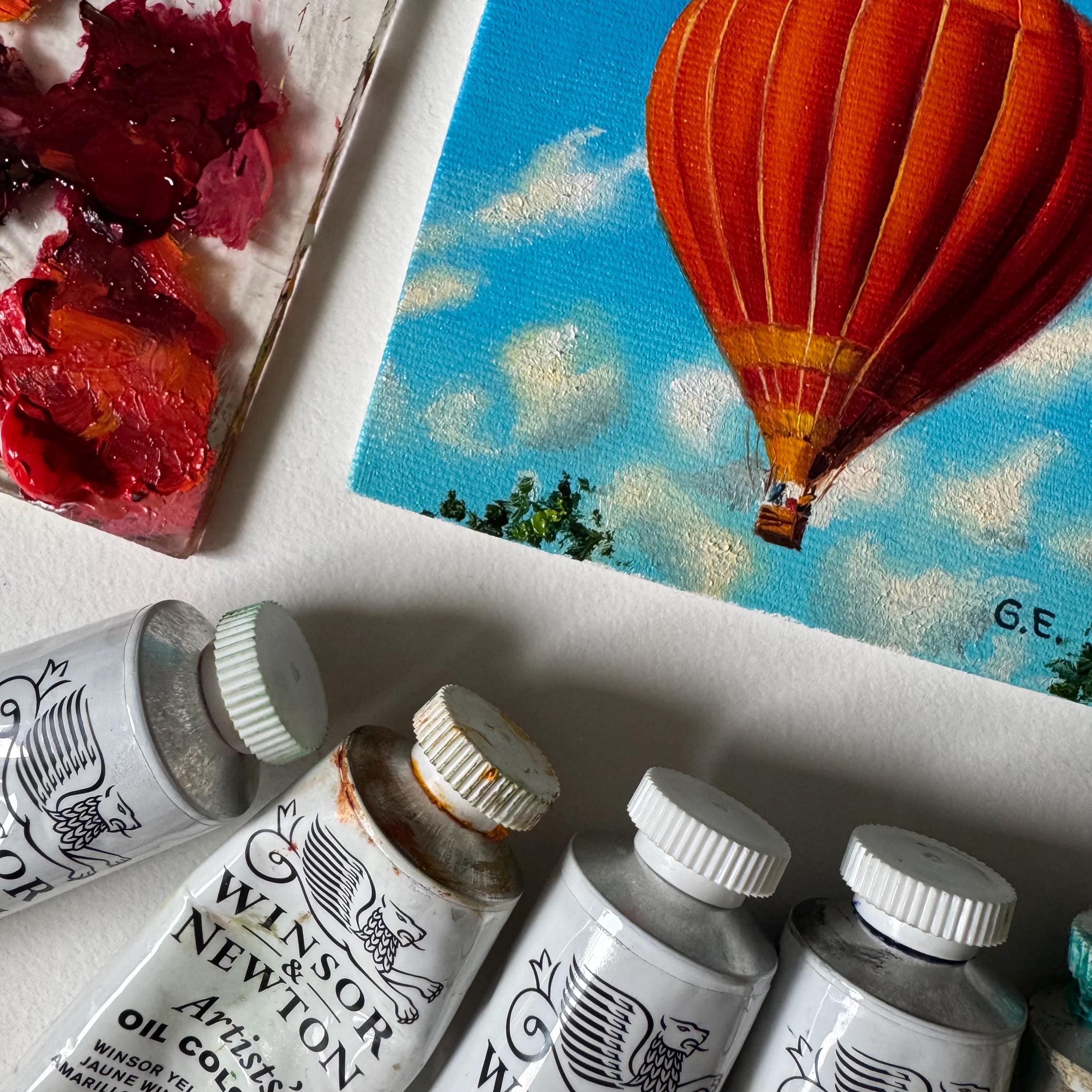 油彩画　気球 アートパネル アートフレーム かわいい バルーン 気球 ききゅう 絵画