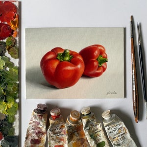 Bell Peppers - Bell Pepper original oil painting - Vegetables realistic art - Food realism - Hyperrealism