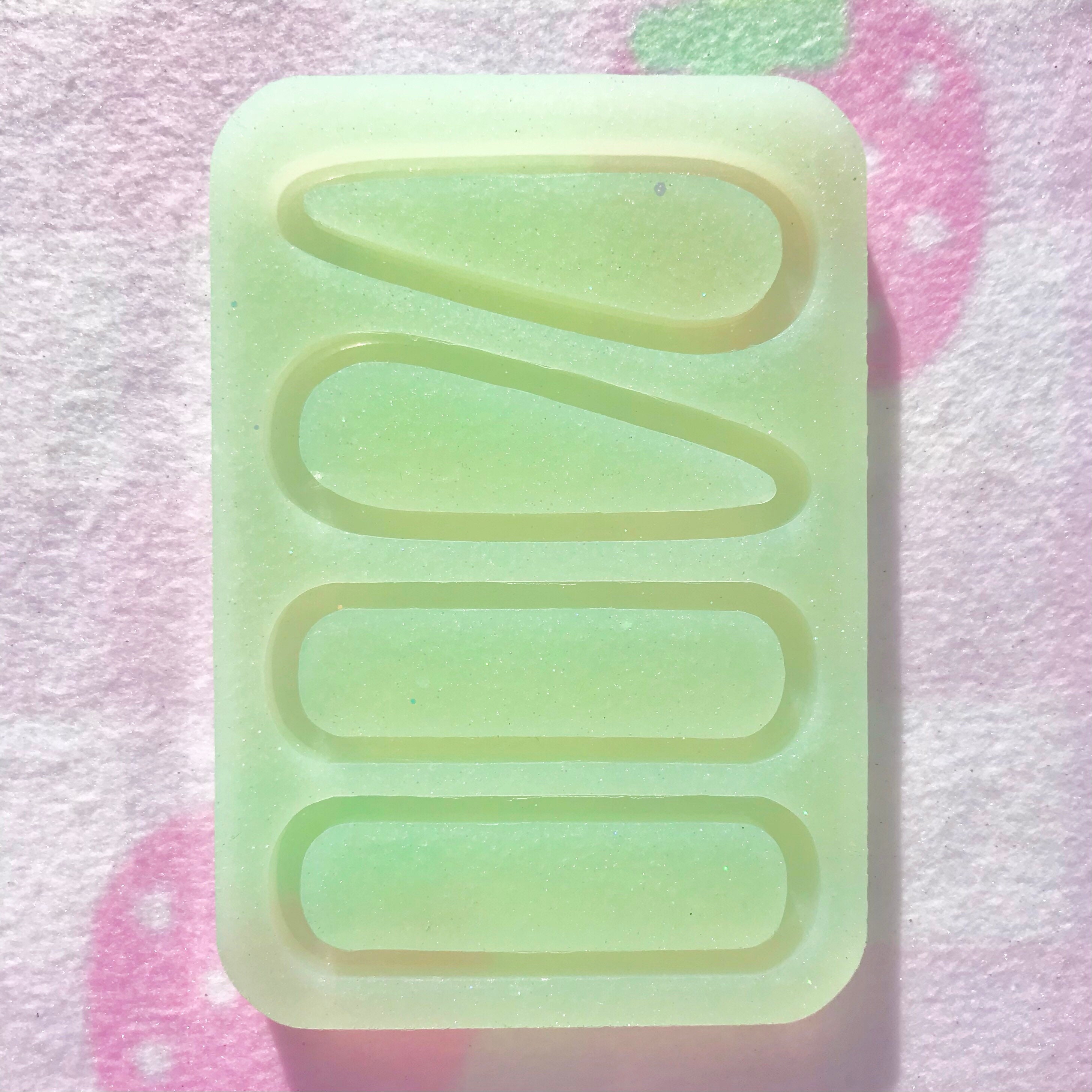 4 Sakura Shaker Barrettes Long Row Style With or Without Clips Silicone Mold for RESIN Casting