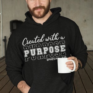 Created With A Purpose Ephesians 2 10 White Text Bible Verse Print and Cut Design Download, Svg Png Eps Pdf Jpg Dxf, FTH