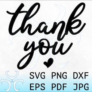 Thank You Hand Lettered Svg Clipart, Heart Thank You Sign Svg Files for Cricut, Thank You Png