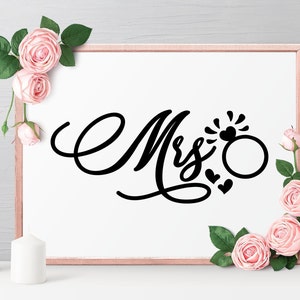 Mrs Ring の手書きブライダル パーティー SVG ファイル (Cricut 用)、新郎新婦の結婚 SVG、ブライダル シャワー SVG