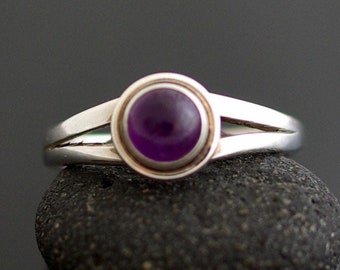 Ring aus Silber und Amethyst, Statementring, Heilstein